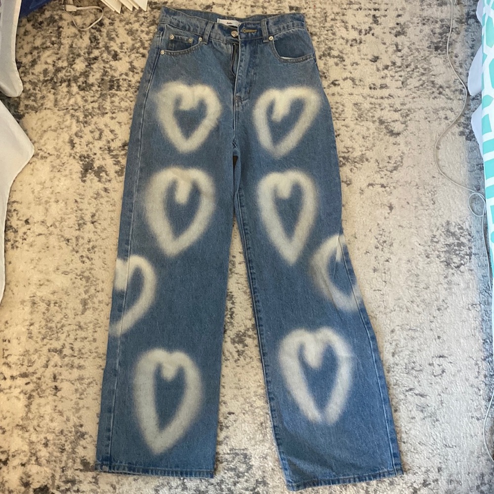 Blue and White heart jeans